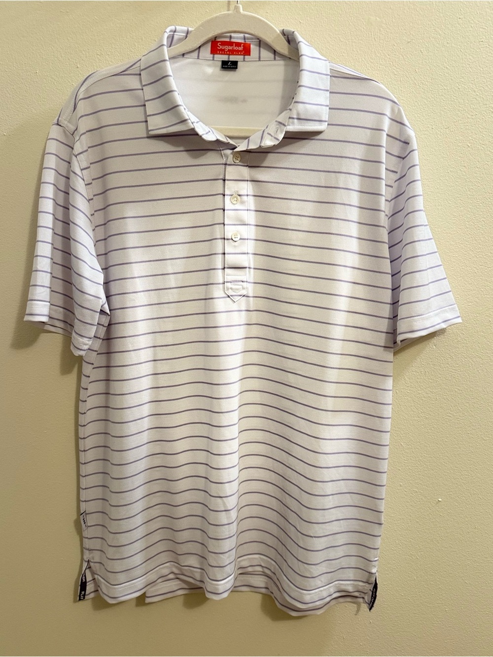 Sugarloaf Men’s White Striped Golf Polo